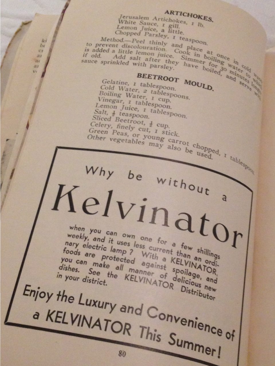 Self Help Cook Book advertising 1939: Kelvinator