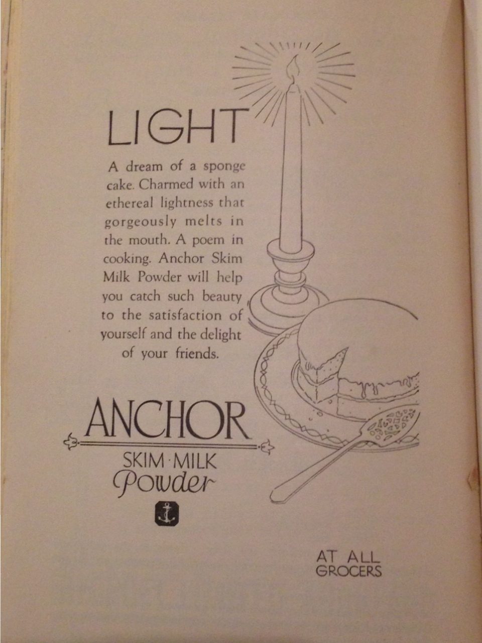 Self Help Cook Book advertising 1939: Anchor Milk Powder