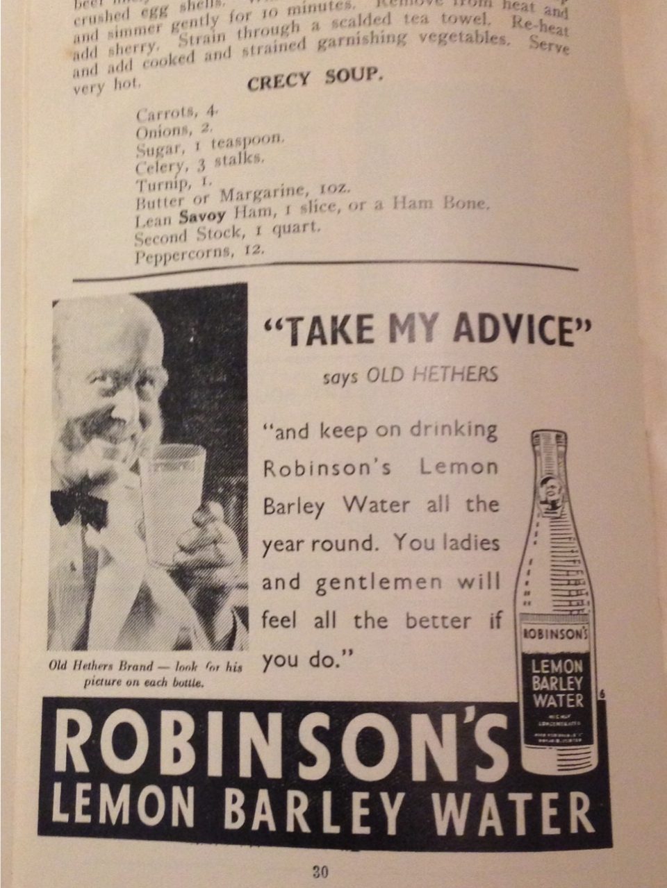 Self Help Cook Book advertising 1939: Robinson's