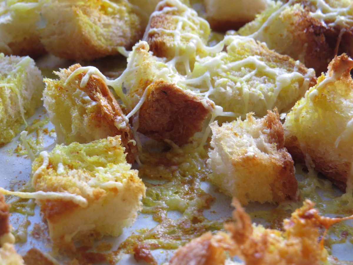 turmeric & parmesan croutons